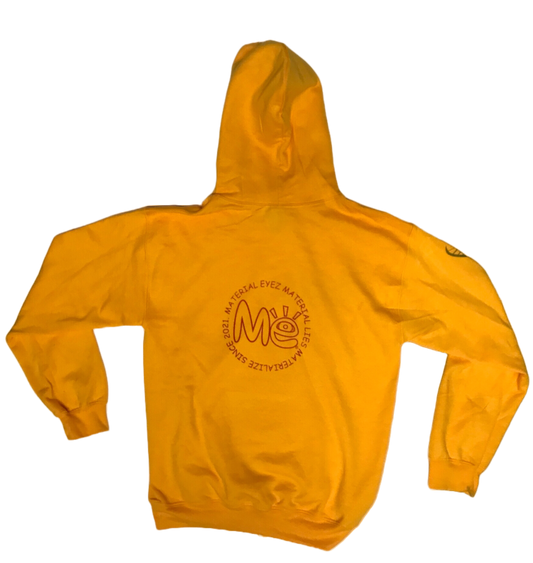 Material Eyez Yellow Hoodie Red Logo