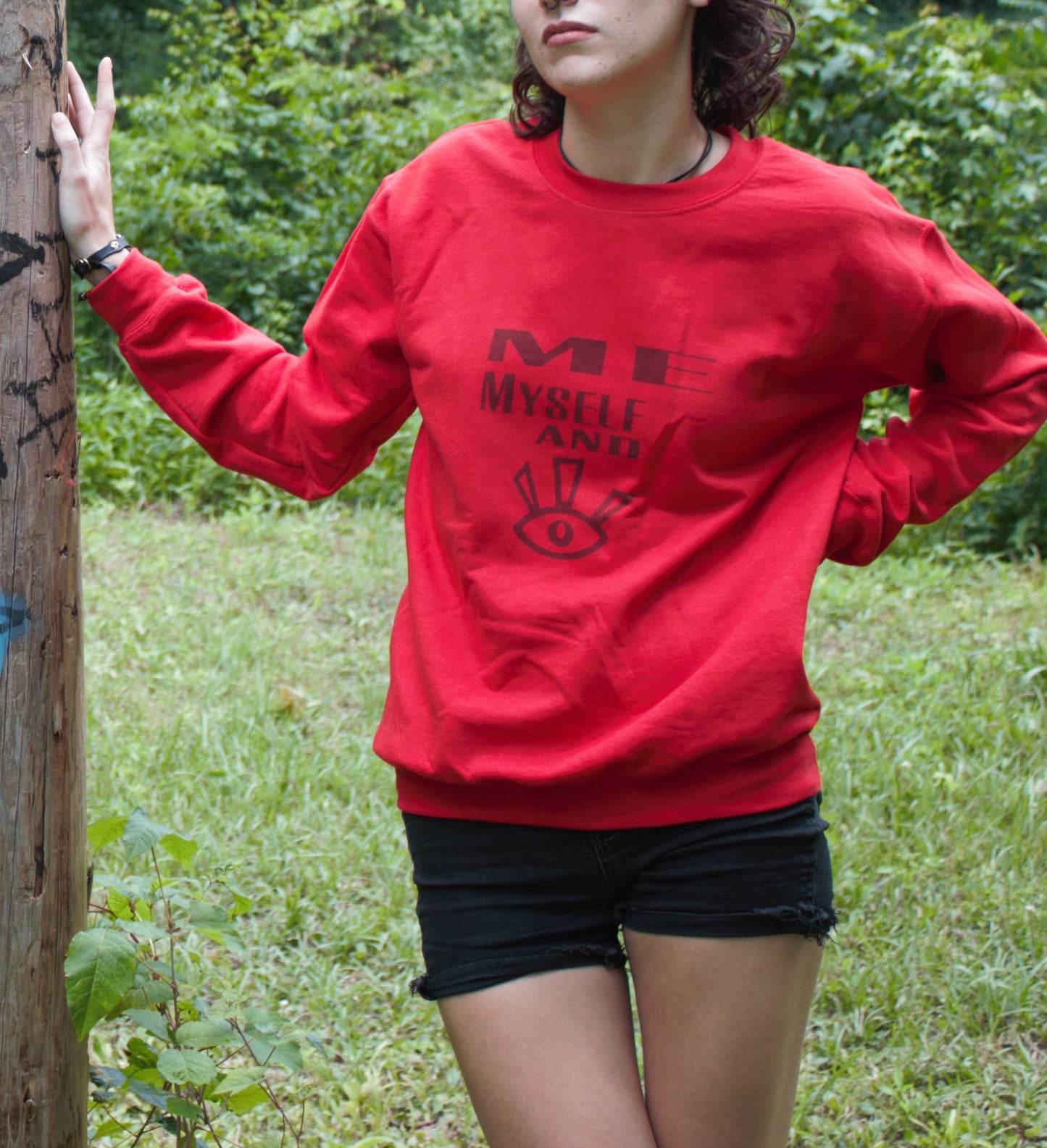 Material Eyez Red Sweatshirt Silver Logo