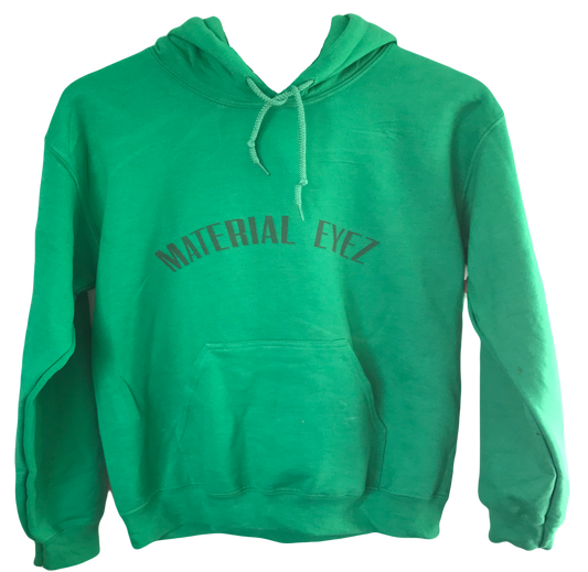 Material Eyez Green Hoodie White Logo
