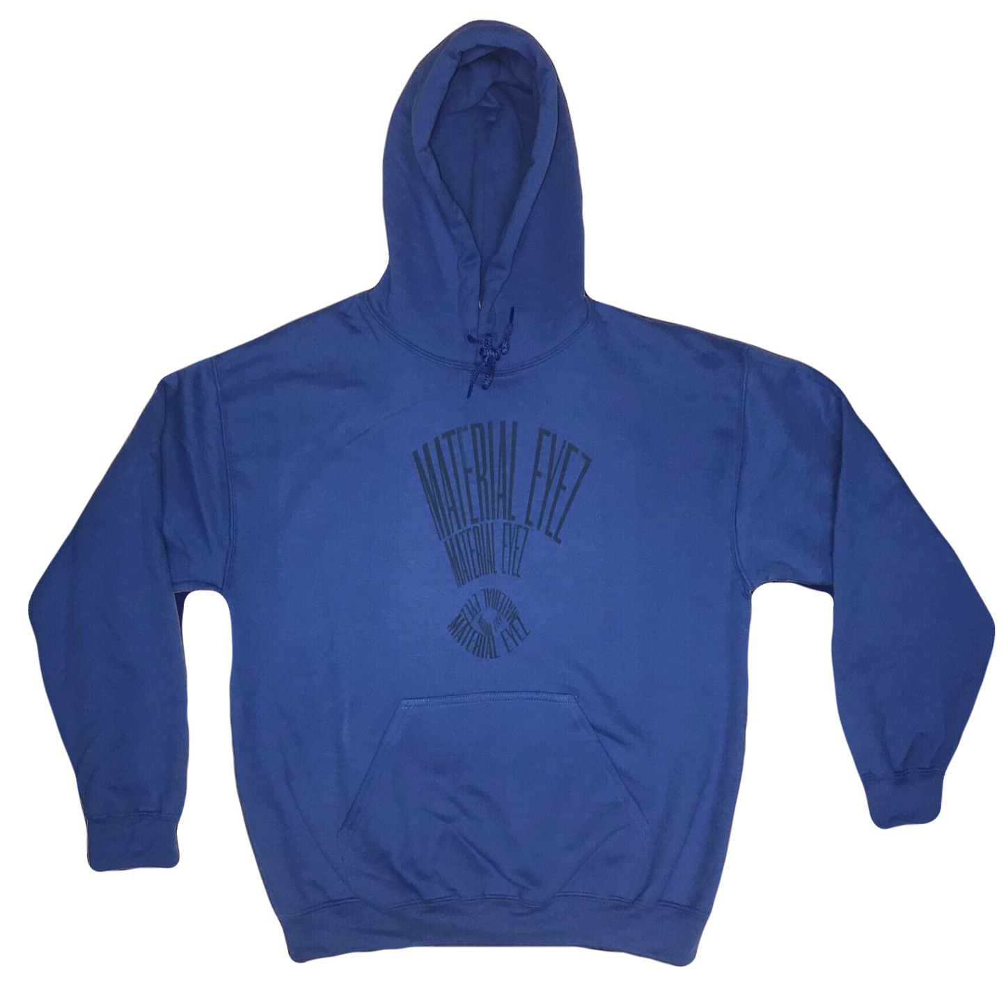 Material Eyez Blue Hoodie White Logo