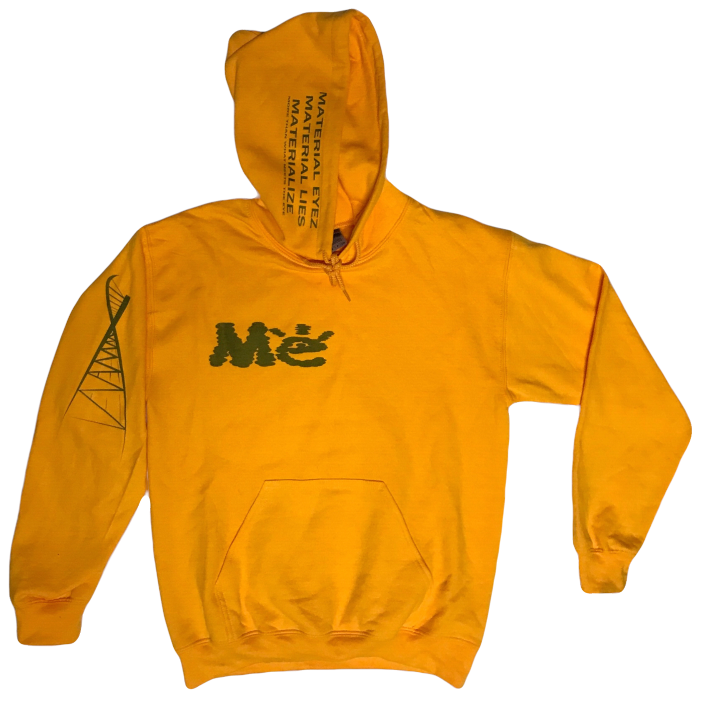 Material Eyez Yellow Hoodie Red Logo
