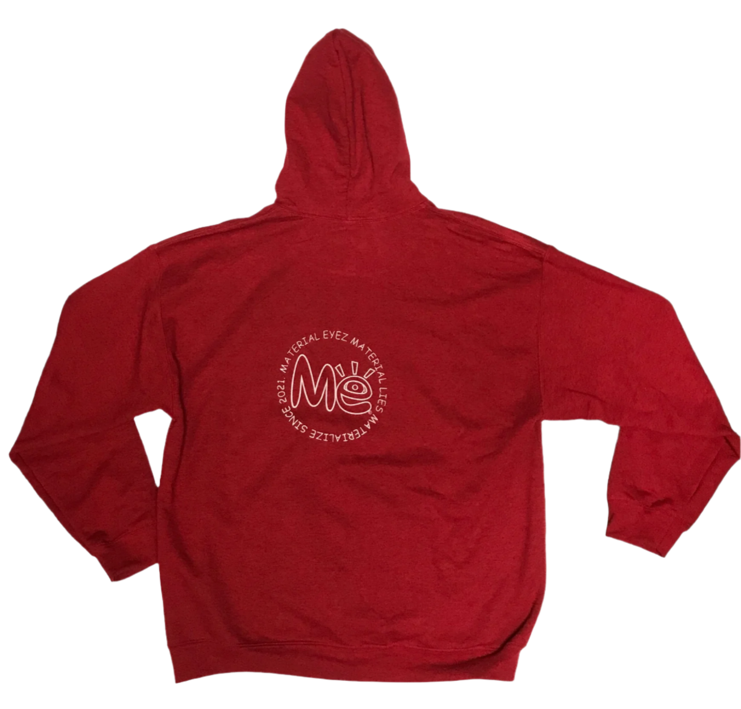 Material Eyez Red Hoodie White Logo