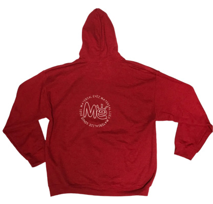 Material Eyez Red Hoodie White Logo