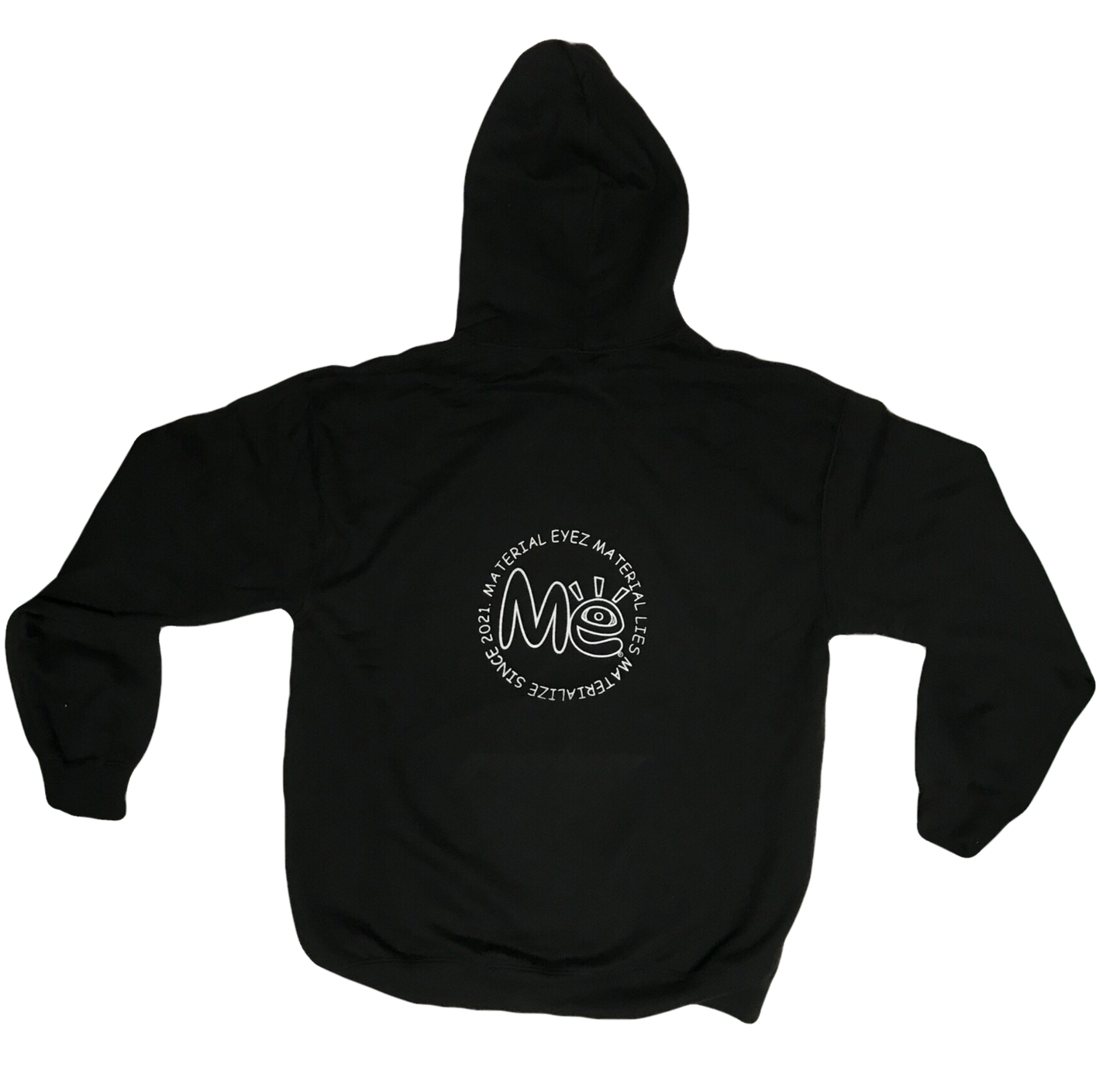 Material Eyez Black Hoodie white logo