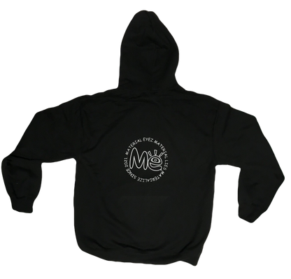Material Eyez Black Hoodie white logo