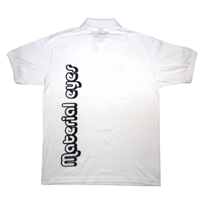 Material Eyez White Short Sleeve Polo Black Font