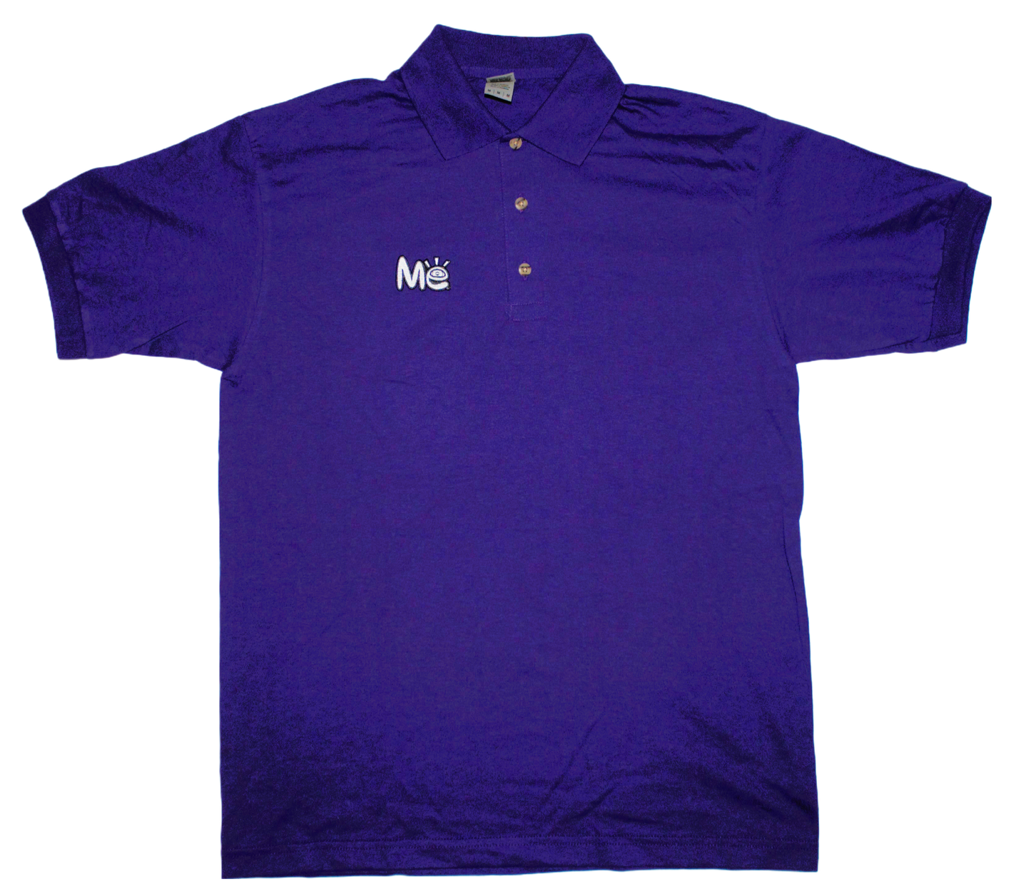 Material Eyez Purple Short Sleeve Polo White Font