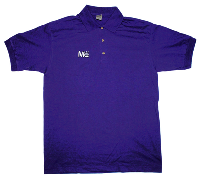 Material Eyez Purple Short Sleeve Polo White Font