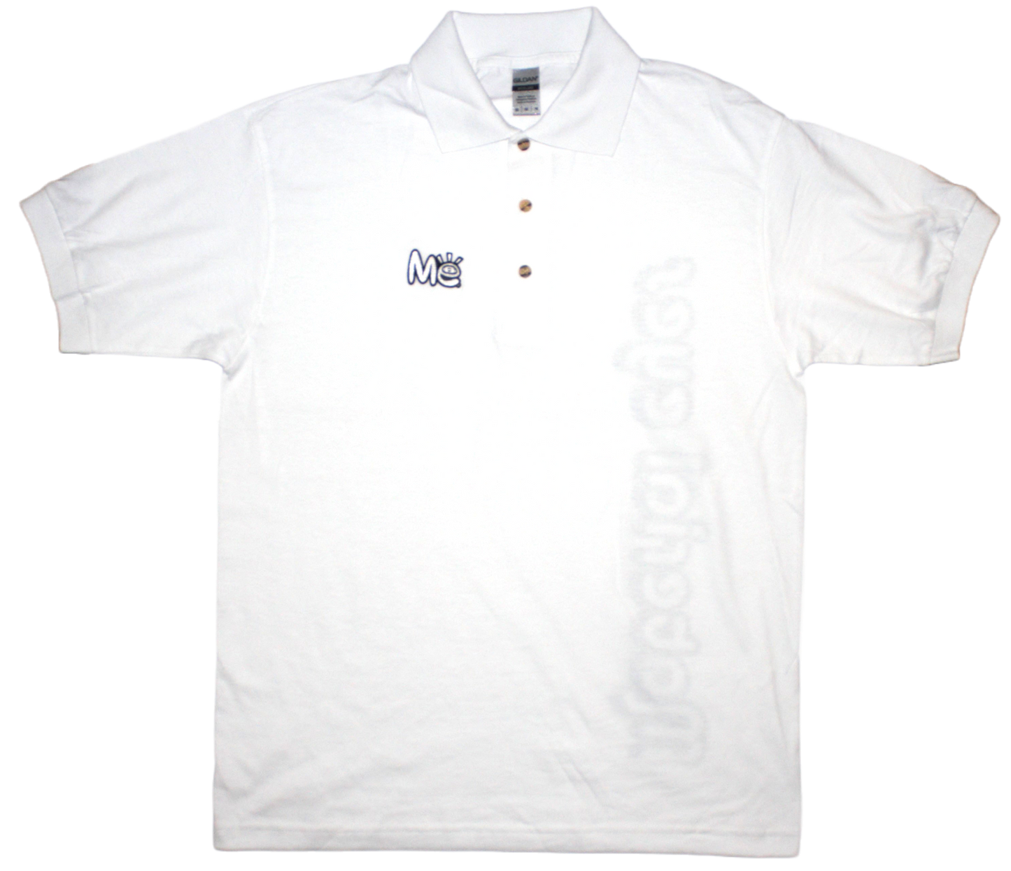 Material Eyez White Short Sleeve Polo Black Font