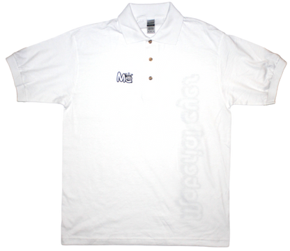 Material Eyez White Short Sleeve Polo Black Font
