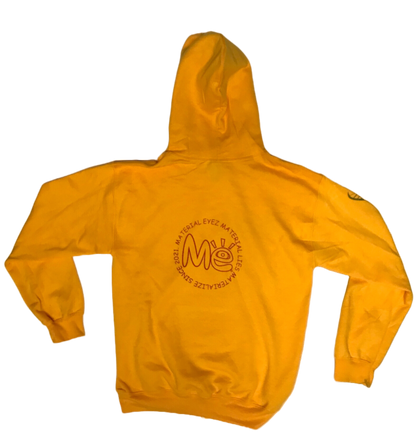 Material Eyez Yellow Hoodie Red Logo