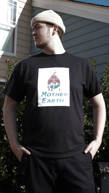 Material Eyez Mother Earth Black Tee White Logo