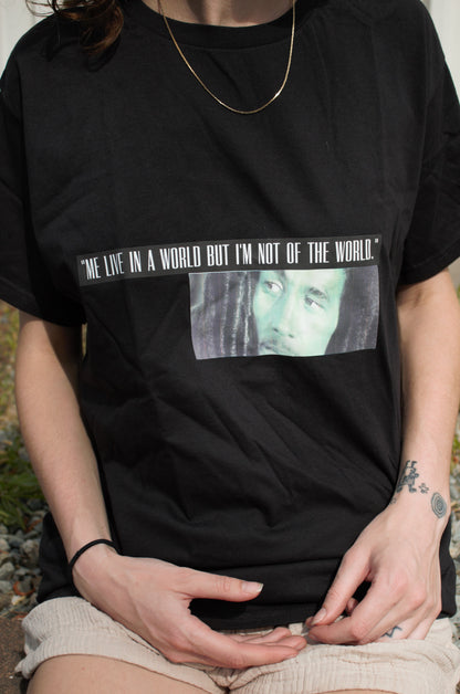 Material Eyez Bob Marley Black Tee White Logo