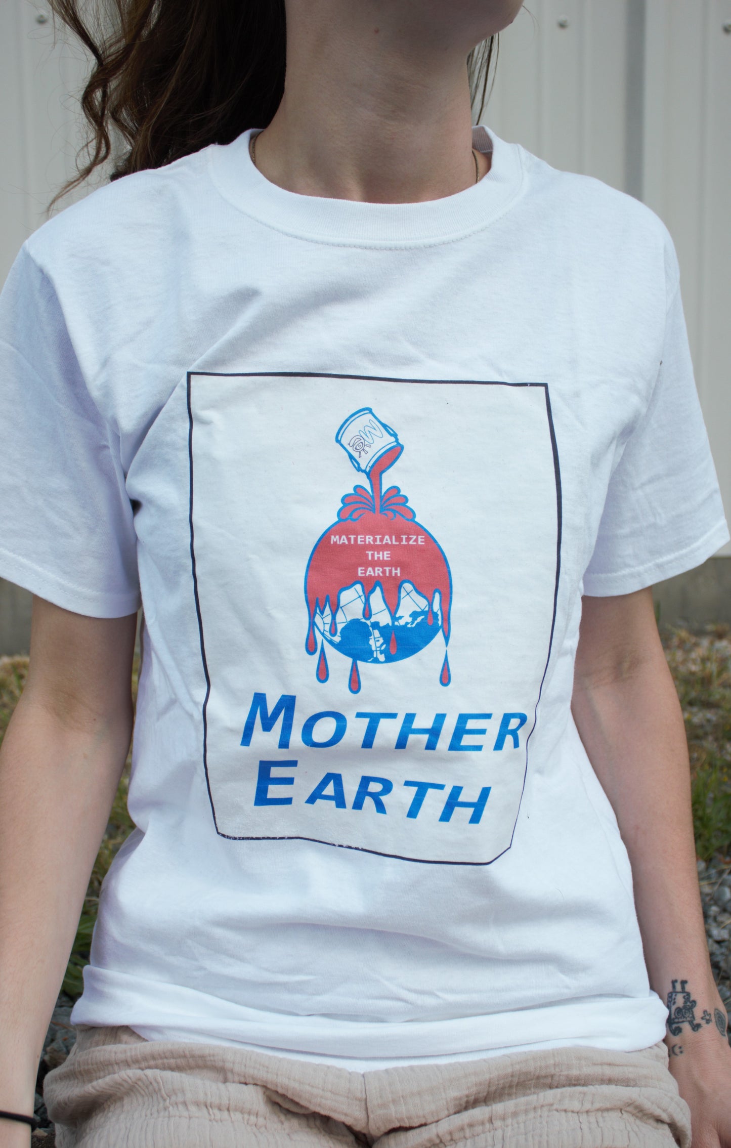 Material Eyez Mother Earth White Tee Black Logo