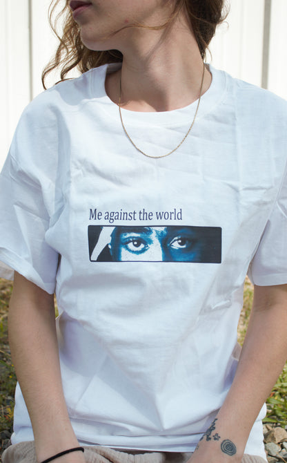 Material Eyez Tupac White Tee Black Logo