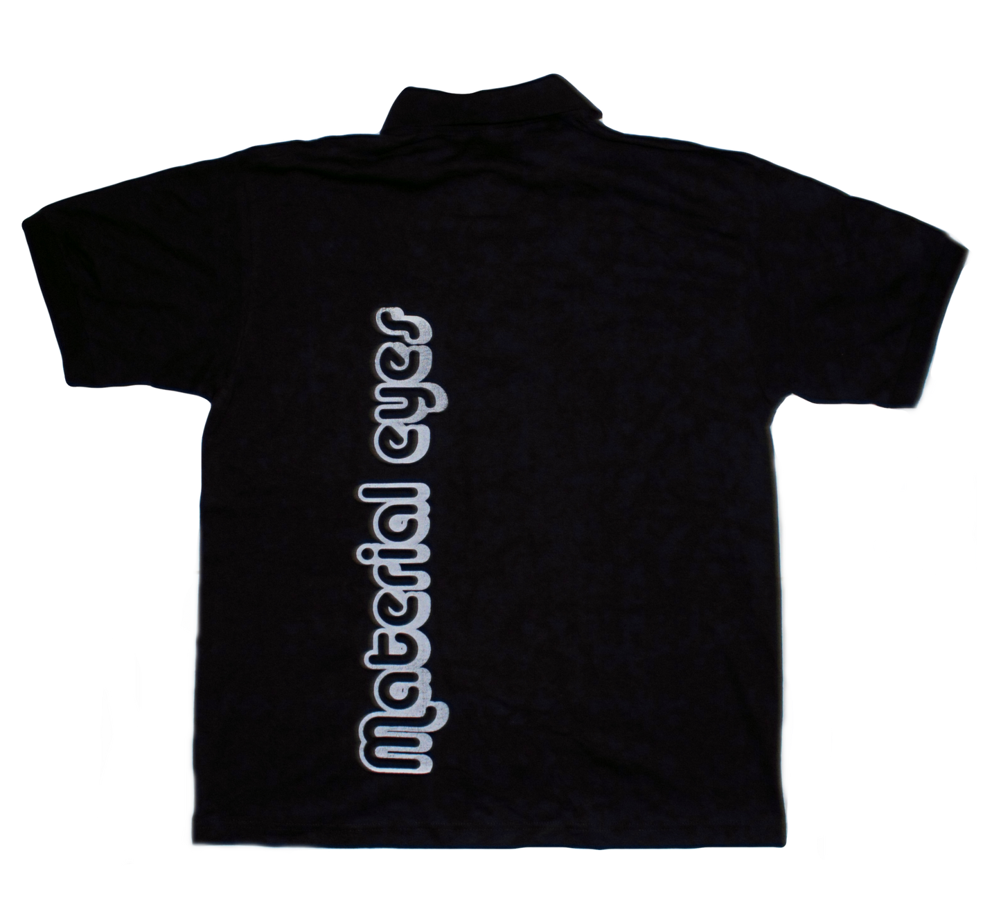 Material Eyez Black Short Sleeve Polo White font