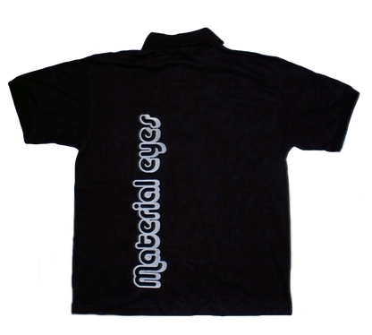 Material Eyez Black Short Sleeve Polo White font
