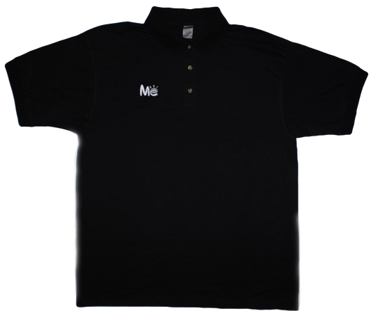 Material Eyez Black Short Sleeve Polo White font