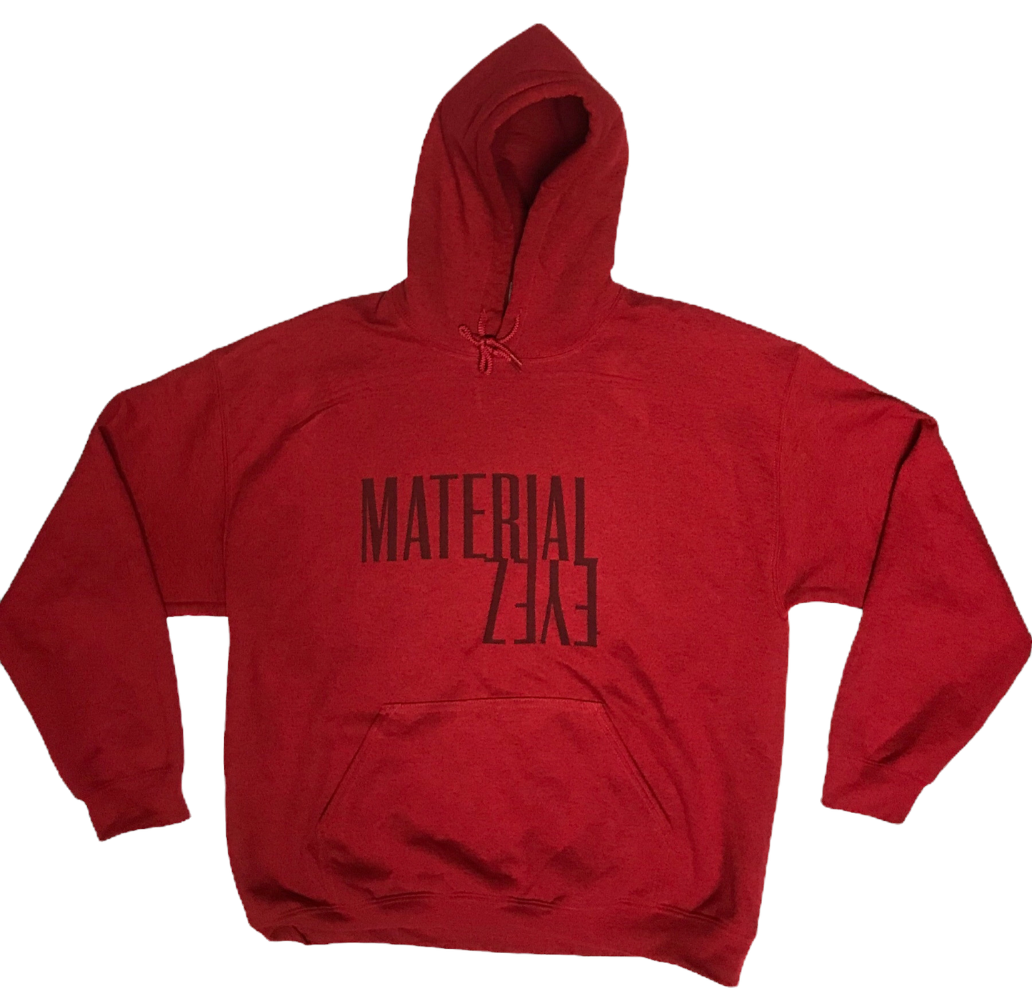 Material Eyez Red Hoodie White Logo