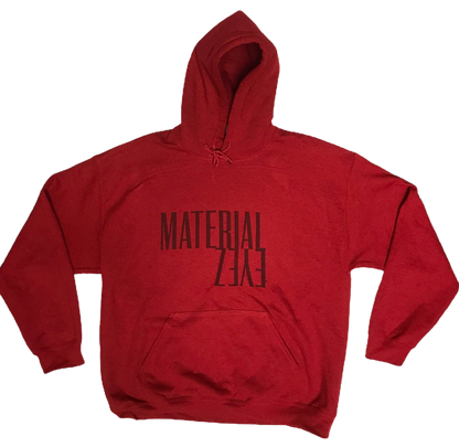 Material Eyez Red Hoodie White Logo