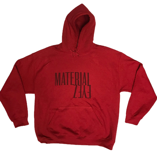 Material Eyez Red Hoodie White Logo