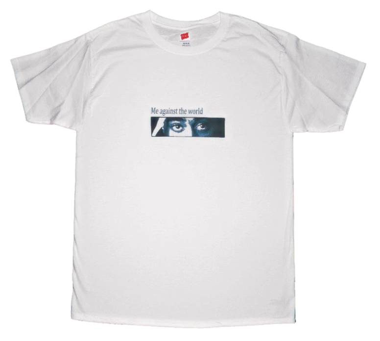 Material Eyez Tupac White Tee Black Logo