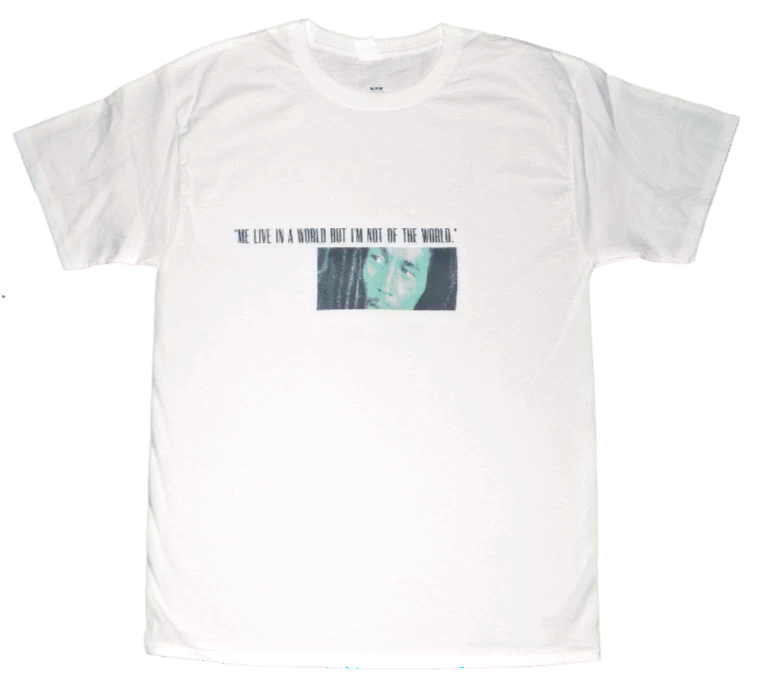 Material Eyez Bob Marley White Tee Black Logo