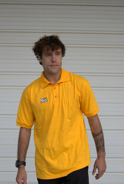 Material Eyez Yellow Short Sleeve Polo Black Font